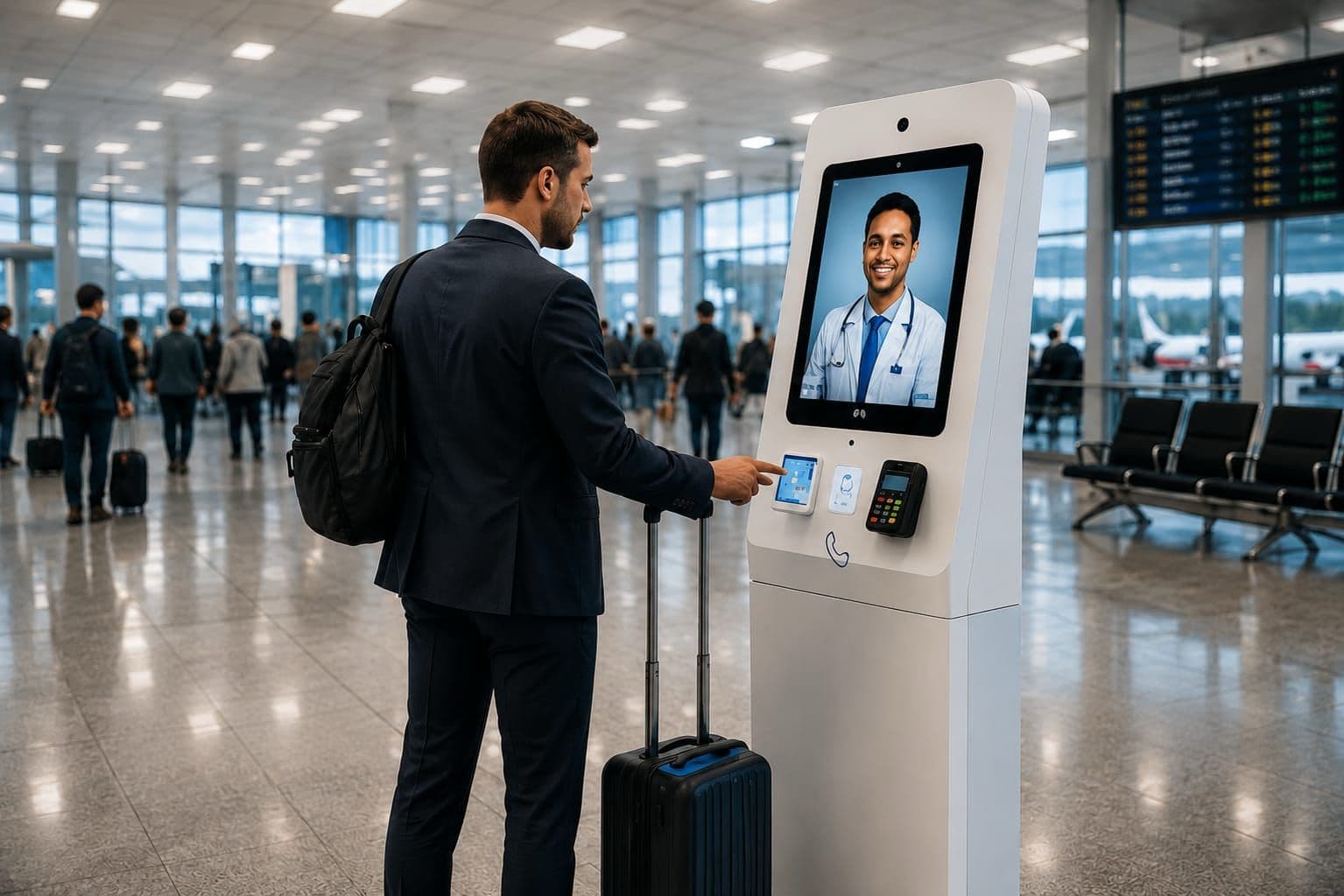 MdTelemed kiosk at an airport — care wherever you go, help when you need it